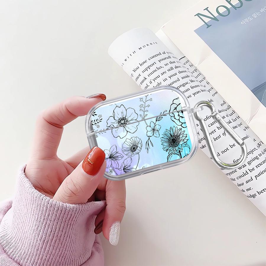 Clear Earphone Cases Cover Case For Airpods 3 Pro2 1 4 Pro 2 Pro3 Line Art Flower