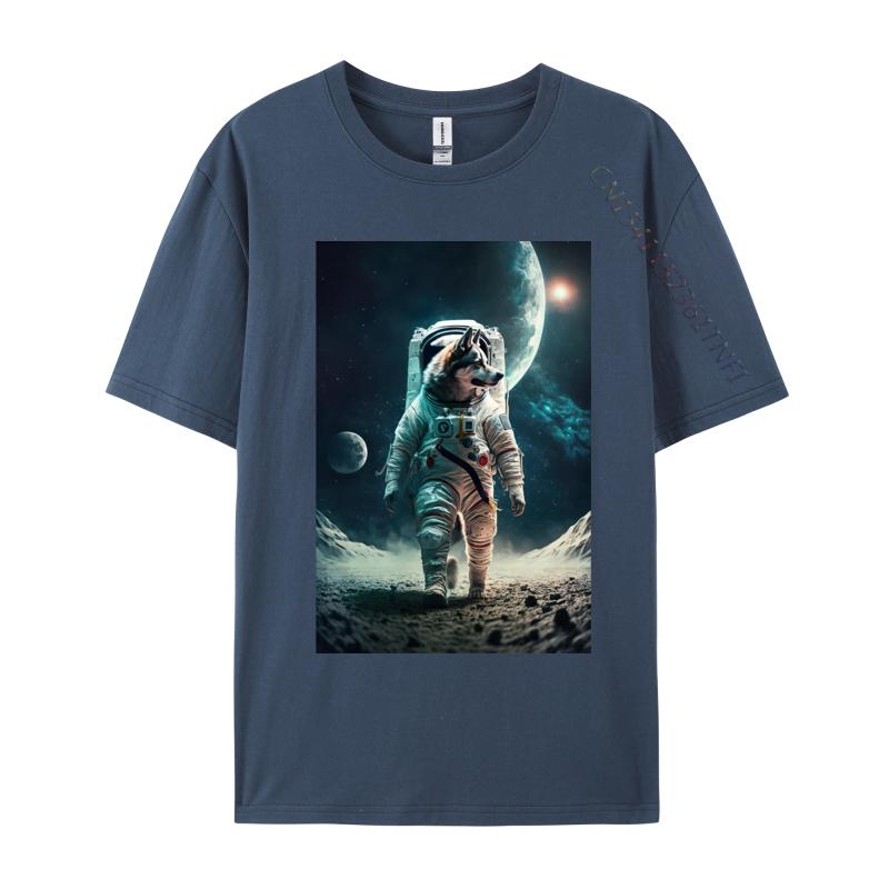 Astronaut Dog Spacesuit In Space Tshirts Pure Cotton Man Tops Shirt Tops Shirt Designer T Shirt Unique