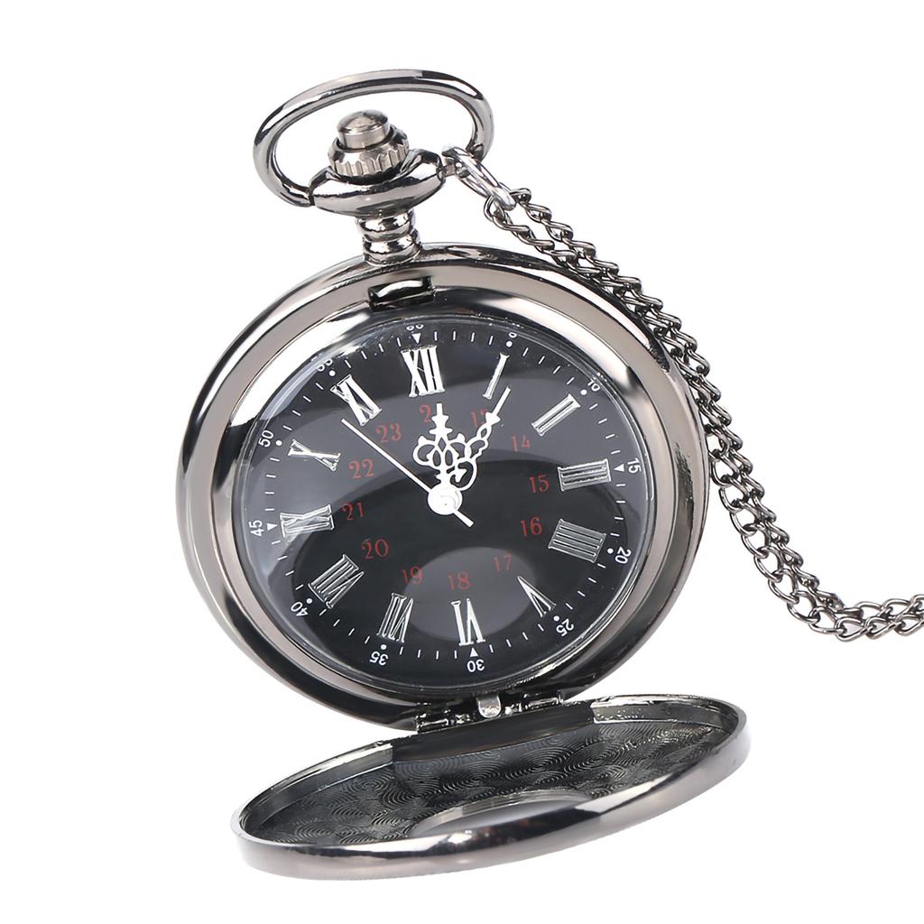 Classical Quartz Analog Alloy Pocket Watch Necklace Pendant with Chain