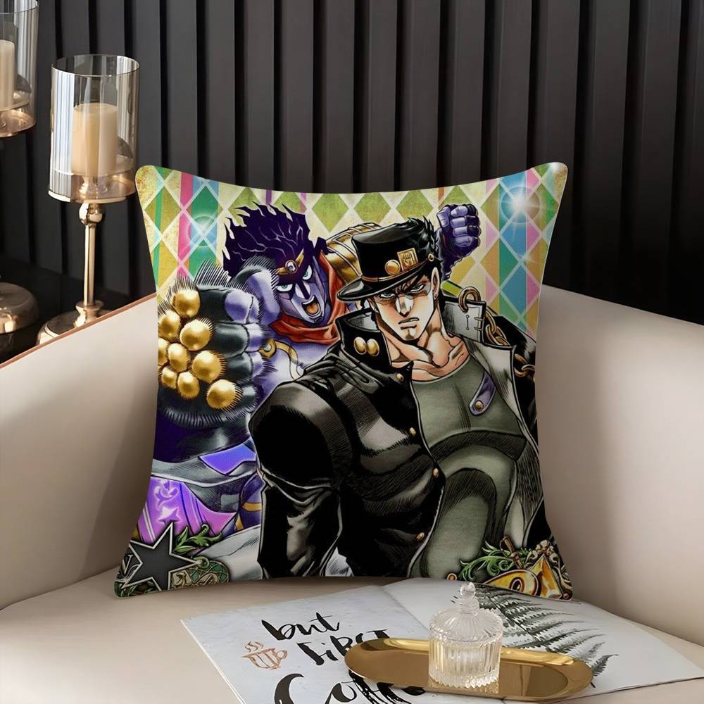J-JoJo B-Bizarre Adventure Pillow Case Home Dorm Chair Back Short Plush Double-sided Printing Office Nap Time Cushion Cover