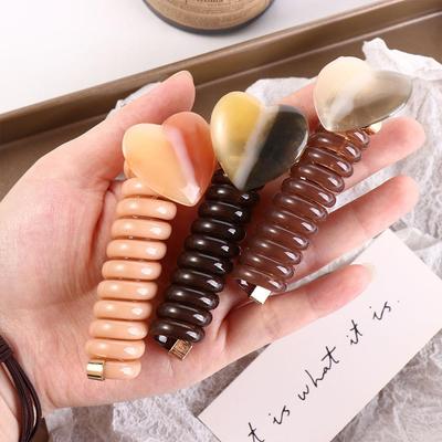Elastic Telephone Line Headband Love Heart Braid Hair Tie Telephone Wire Hair Rope  Wedding