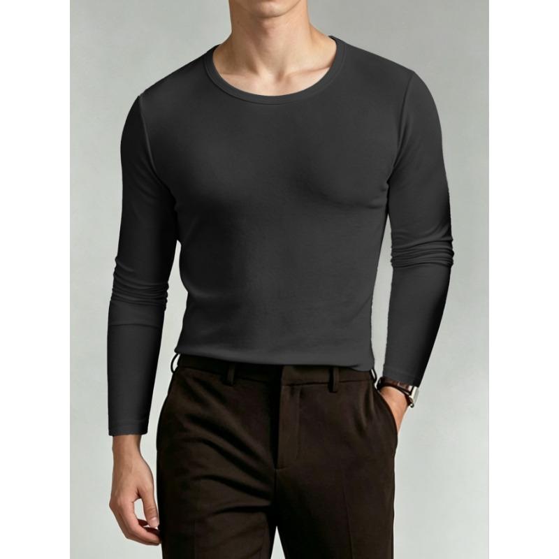 Men S Solid Color Long Sleeve High Neck Base Layer Top