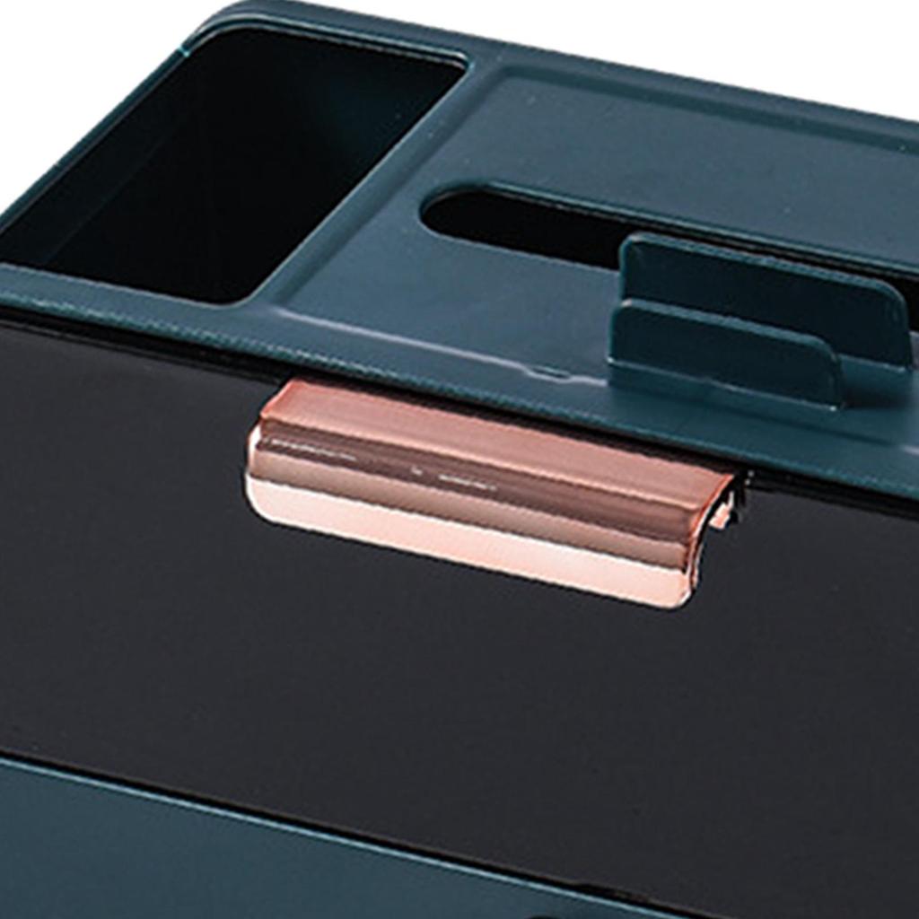Tissue Box Cover Storage Organizer with Drawer Divider, Pen Glasses Makeup Organizer, Phone Stand