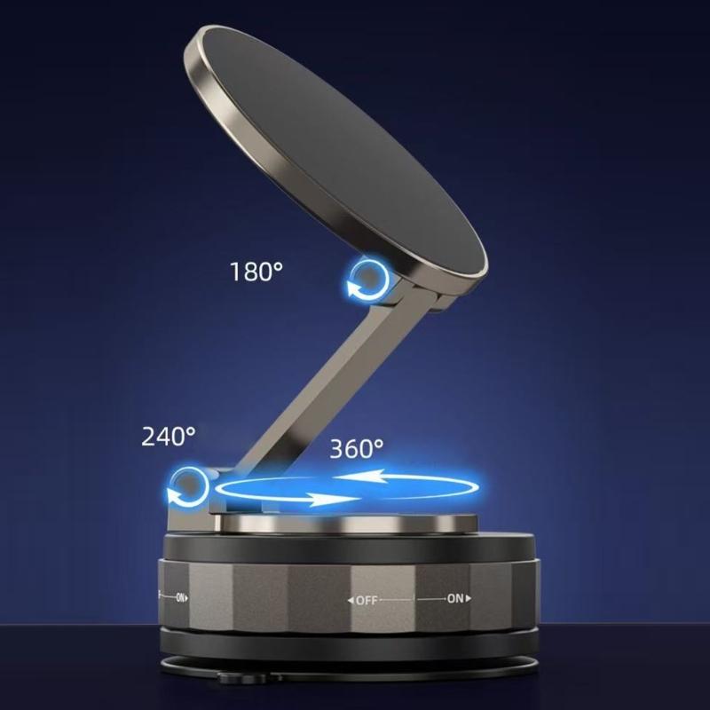 Strong Magnetic Car Phone Holder Adjustable Stand with Vacuum Suction Base for Multiple Surfaces Dashboard Installation