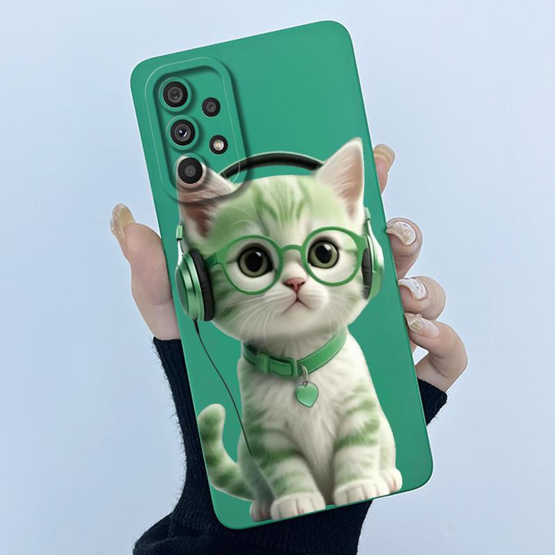 Shockproof Matte Case For Samsung Galaxy A32 A52 A52S A72 M52 5G Lovely Cartoon Liquid Silicone Camera Protective Bumper Cover
