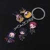 Anime Demon Slayer Metal Keychain Kimetsu No Yaiba Tanjirou Nezuko Agatsuma Zenitsu Figure Pendant Keyring Cosplay Jewelry