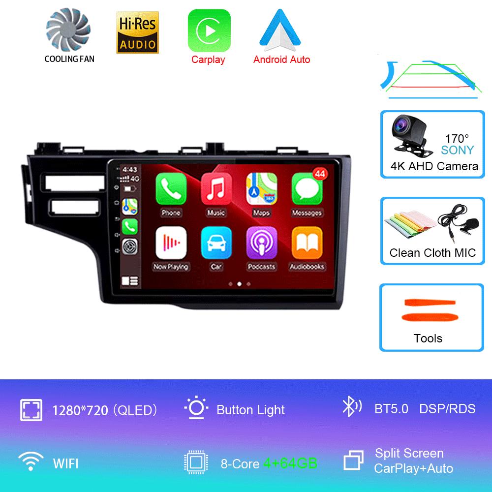 Android 14 Car Radio For Honda Jazz 3 2015 - 2020 Fit 3 GP GK 2013-2020 QLED Multimedia Player GPS Navigation BT Carplay Auto