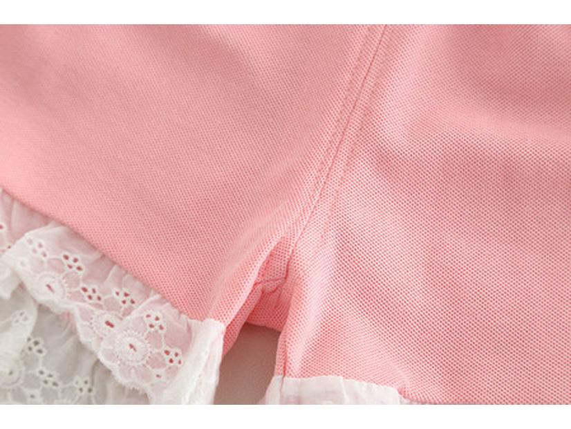 Girls' 2025 Summer Korean Lace T-Shirt & Shorts Set - Stylish Cartoon Design, Short-Sleeve, 2-Piece Trendy Outfit