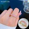 [Real Gold Electroplating] Temperament Advanced Sense Zircon Super Flash Ring Women'S Opening Can Be Adjusted And Simple