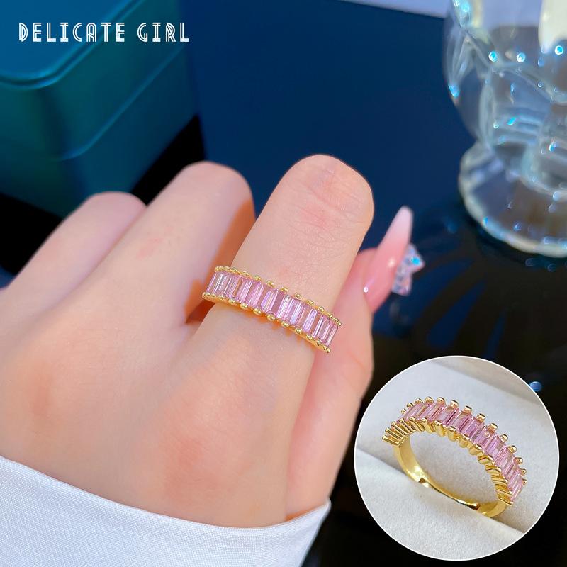 [Real Gold Electroplating] Temperament Advanced Sense Zircon Super Flash Ring Women'S Opening Can Be Adjusted And Simple