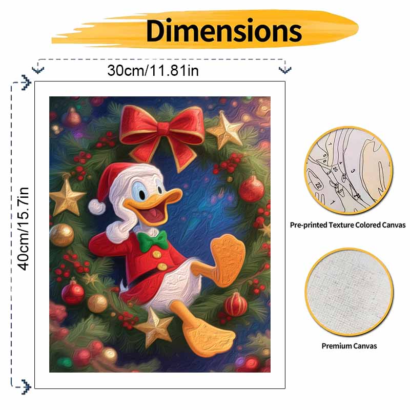 Disney Christmas Wreath Duck Oil Painting Hand Painting Coloring Painting Handmade Diy Home Decoration Gift