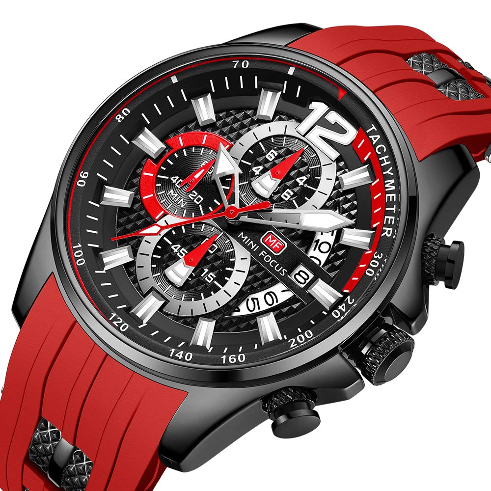Quartz Watch with Date Silicone 3ATM Water Perfect for or Popular Analog Gift 0350 Men's Display, Strap, Resistance, Durable, Stylish, Simple, Casual,