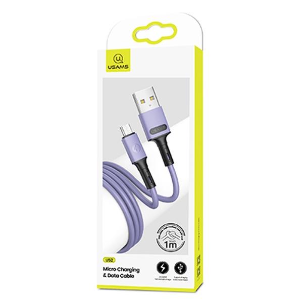 Usams Kabel U52 Microusb 2A Fast Charge1M Purpurowy/Purple Sj435Usb04 (Us-Sj435)