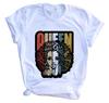 Fashion Vintage Casual Queen Print Ladies T-Shirt Summer Loose Short Sleeve White Women's Tops Graphic T Shirts Female Clothing