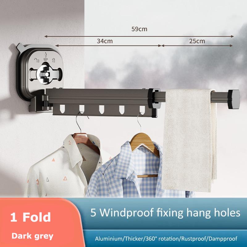 Folding Clothes Hanger Indoor Retractable Cloth Drying Rack Space Saving Home Laundry Clothesline Wall Mount Clothing Rack