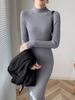 Women Mock Neck Solid Slim Sweater Dress Long Sleeve Knit Sexy Bodycon Dress Basic Casual Dress for Women Autumn Winter