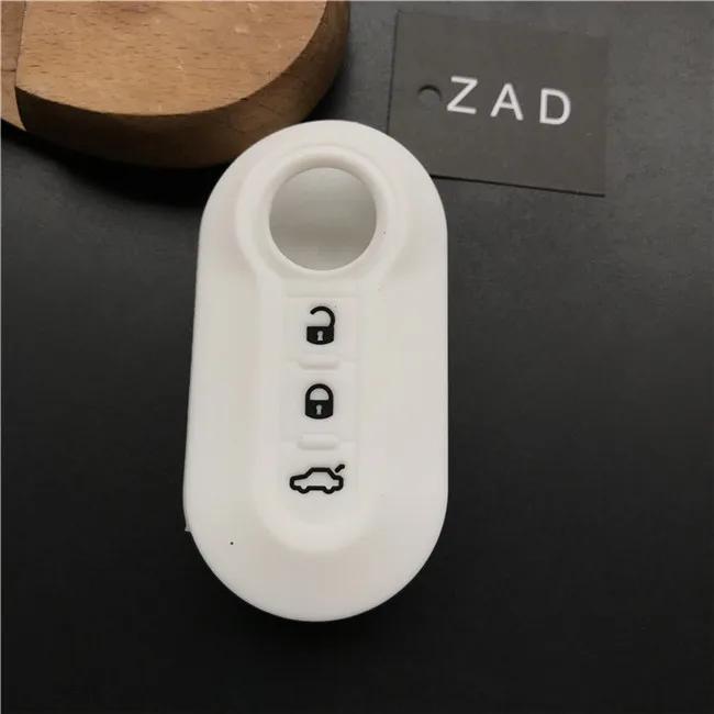 ZAD silicone key cover Case set shell skin For fiat 500 3 Buttons Flip remote Key Blank Fob Auto parts car accessories colorful