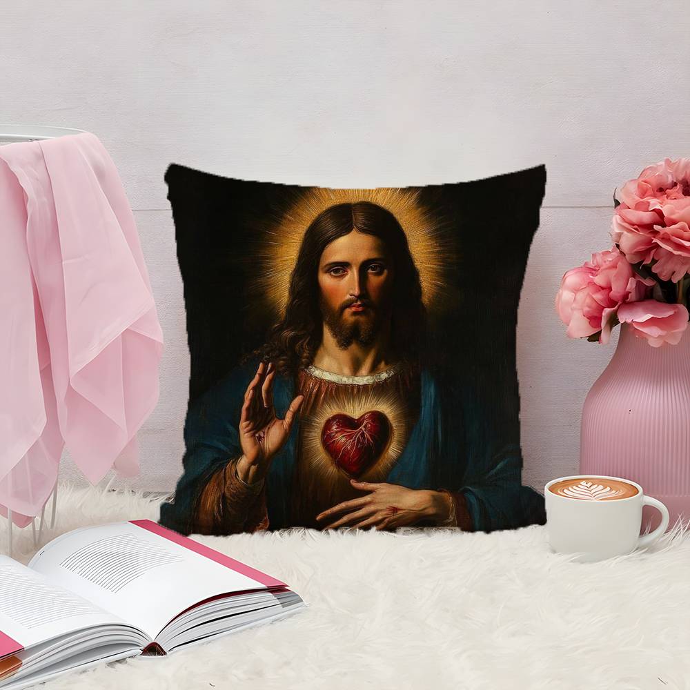 S-Sacred Aesthetic Art Pillow Case Plush Linen Soft Double Sided Printed Design Throw Cushion Decorative Home