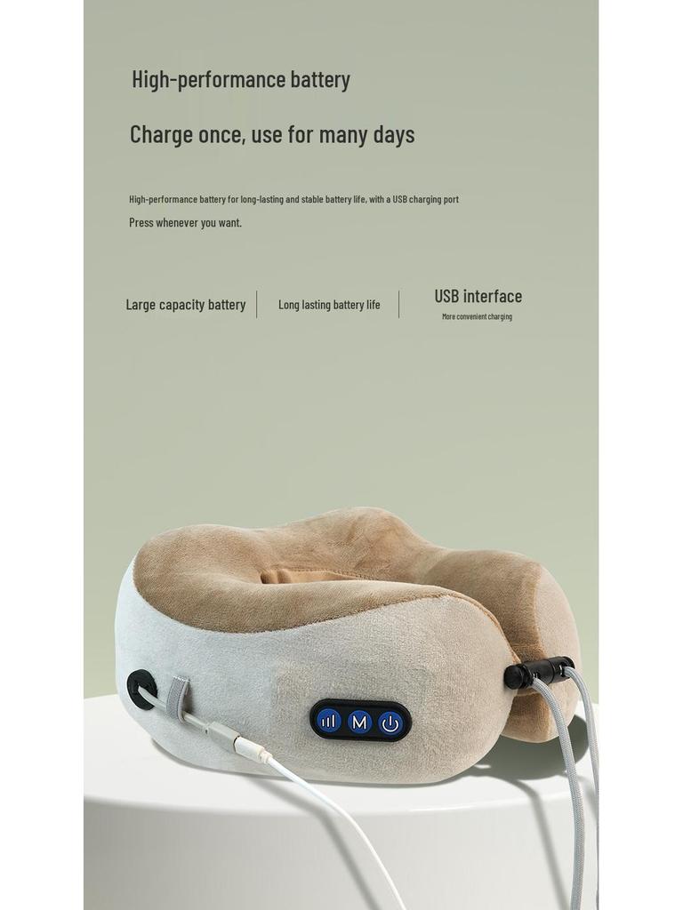Portable U-shaped Memory Foam Neck and Cervical Massager Pillow