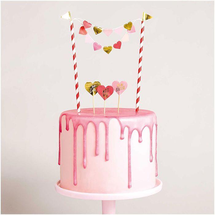 Cake Decoration - Rico Design - Hearts - 6 Pcs - White - Mixed - Adult