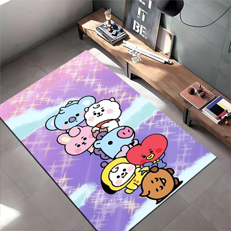 "Colorful Cartoon Animal Characters On Purple Background Carpet Rug" Suitable for Use As an Anti-slip for Living Room Bedroom Sofas