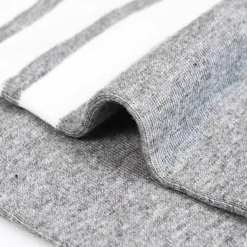 TB Four-Bar Grey Mid-Calf Cotton Women's Japanese Trendy Spring/Summer College Style Socks