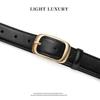 Women's Versatile Long Leather Belt with Alloy Buckle - High-Grade Casual Waist Accessory In Black for Jeans