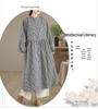 Spring Plaid Linen Dress: Women's Retro Long Sleeve Design Skirt