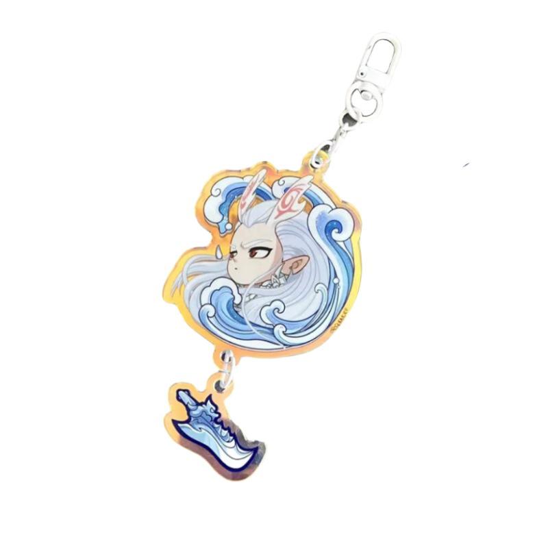 Cute Nezha Star Bell Keychain Nezha Conquers The Dragon King Anime Peripherals Pendant Gift Car Key Ring Bag Decor