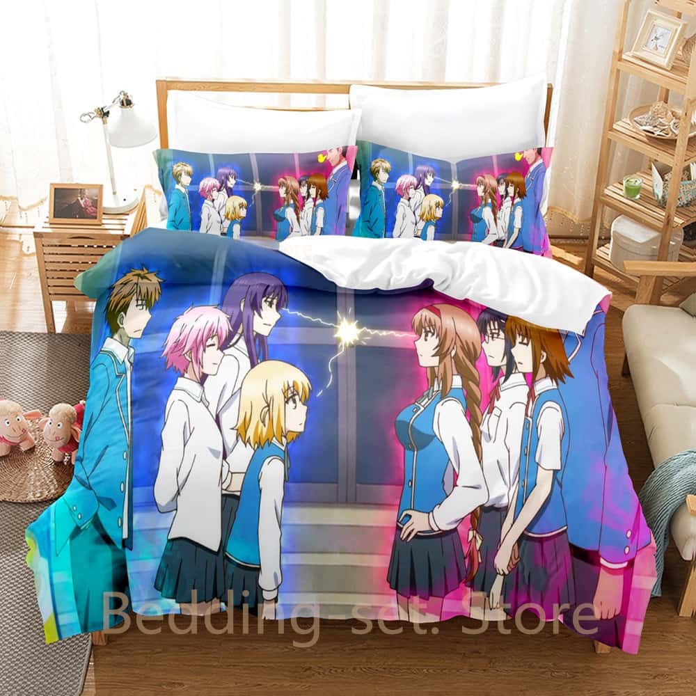 3d Print Anime D-Frag! Bedding Set Duvet Cover Comforter Bed Set Quilt Cover Pillowcase King Queen Twin Size Boys Girls Adult