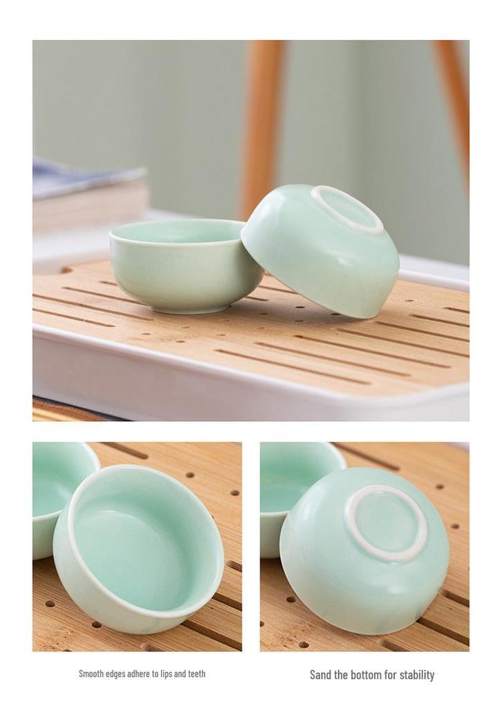 Portable Ceramic Tea Set with Tray - Custom Engraved Anniversary Gift