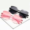 2023 Fashion Cat Ear Sunglasses Women Frameless Transparent Eyewear All-in-one Ocean Piece Candy Color Streetwear Sun Glasses