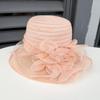Hat women's summer big edge mesh yarn hat British retro organza flower sun hat outdoor sun protection beach sun hat