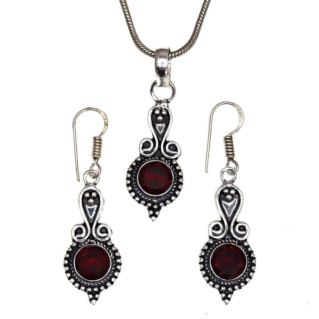 Pendant Garnet   Sterling Jewelry Gemstone Plated Gold Natural Red