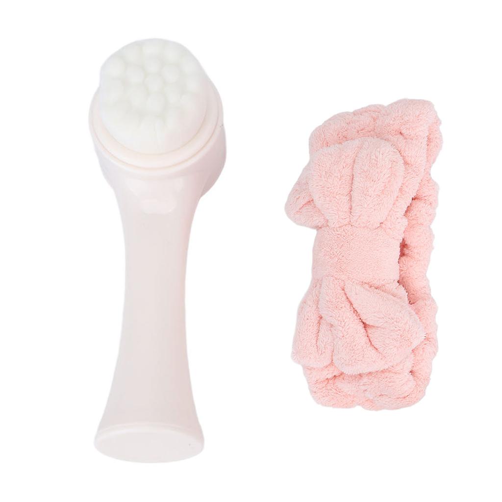 Handheld Facial Cleaning Brush Blackhead Removal Exfoliating Brush with Hair Band