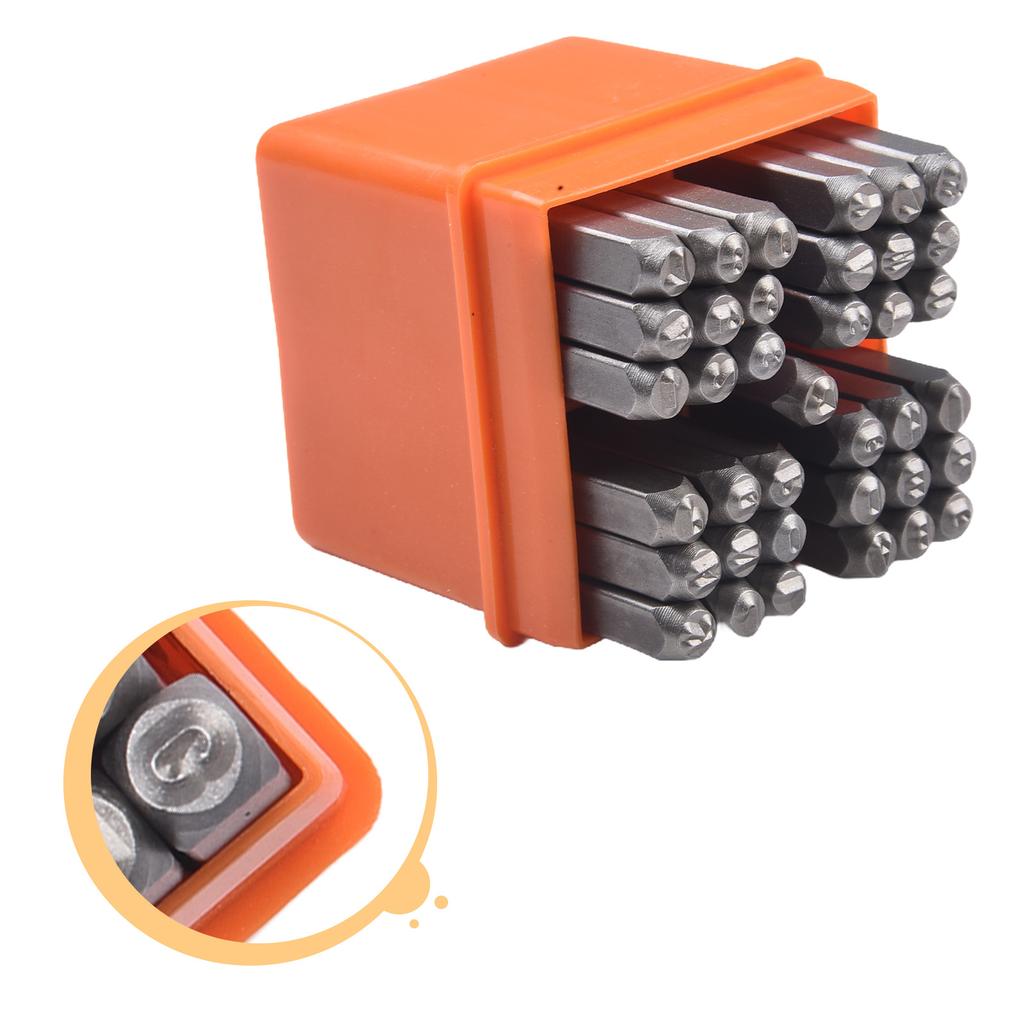 Buchstaben Zahlen Stempel Stempelset Stempelwerkzeug Handwerkzeuge mit Aufbewahrungsbox für DIY-Bastelarbeiten für Schmuck DIY 37-teiliges Schnitzwerkzeug