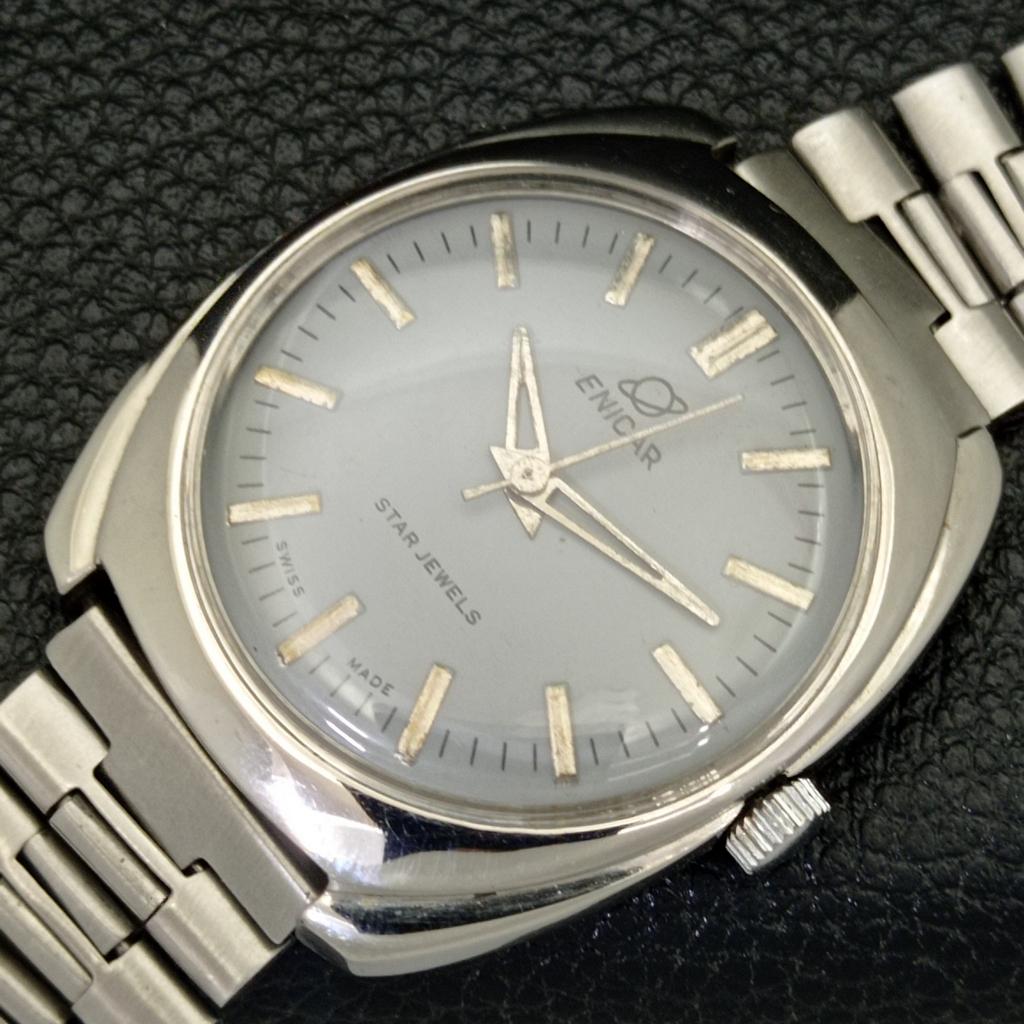 USED AUTOMATIC ENICAR SWISS MENS GREY COLOR DIAL WATCH A431426-2 R107-a431426
