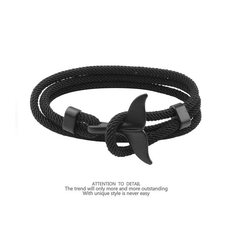 

Ремешок для переноски «Китовый хвост» Мужской браслет «Морской якорь» темно-синий Женский INS Дизайн для особых интересов Плетеная веревка Мужской модный Красная веревка Парный Минималистичный Black fishtail length adjustable