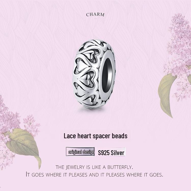 Silver Ziyun Heart-Shaped Lace Silicone Spacer Beads SCC1949