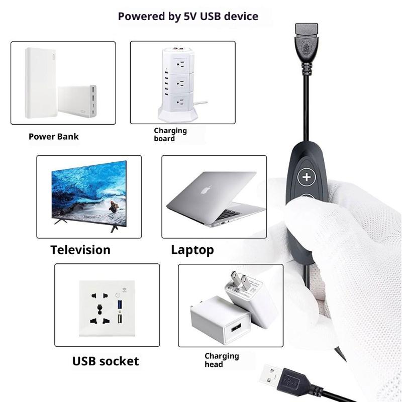 1Pcs 5V 2A 10-level Dimming Power Cable For LED Light Lamp Speed Controller Cable 3KEY USB Dimmer Switches