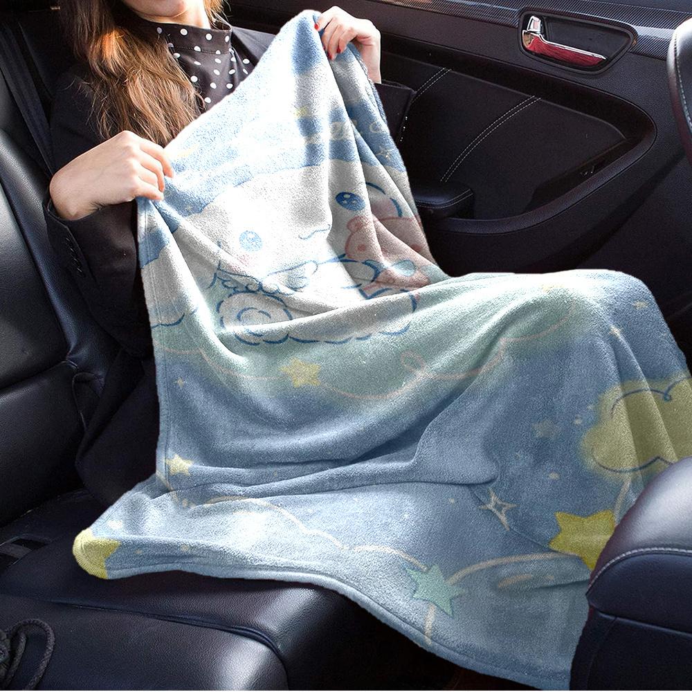 1pc Cinnamonroll, Cloud, CuteDigital Print Flannel Throw Blanket, Super Soft Plush Fleece Bedspread, Multipurpose All-Season Hypoallergenic