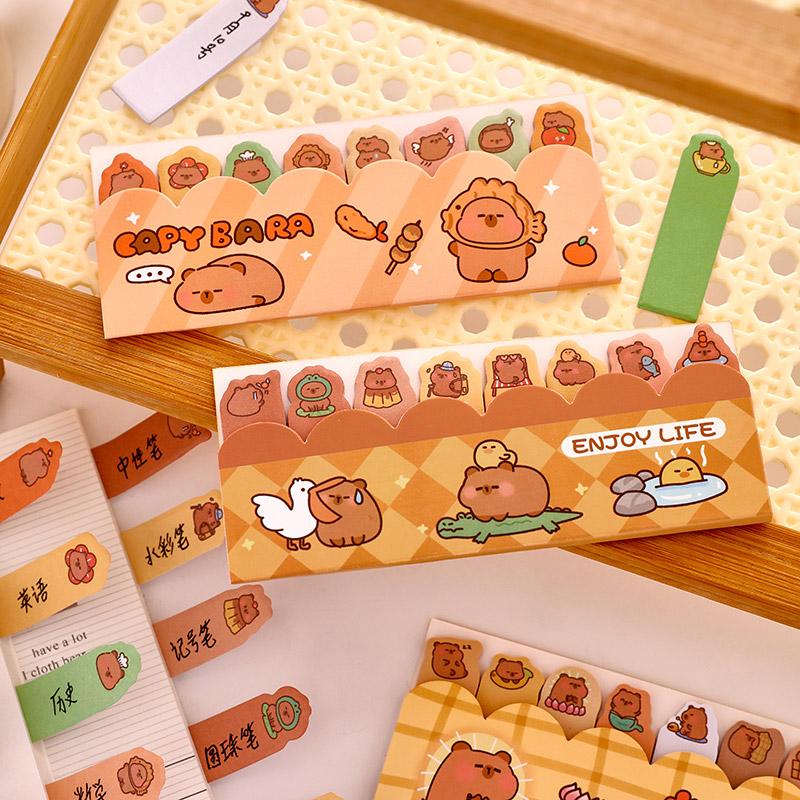 120Sheets Kawaii Strip Capybara Memo Pads Simple Scrapbooking Sticker School Supplies Post Sticky Notes Office Stationery