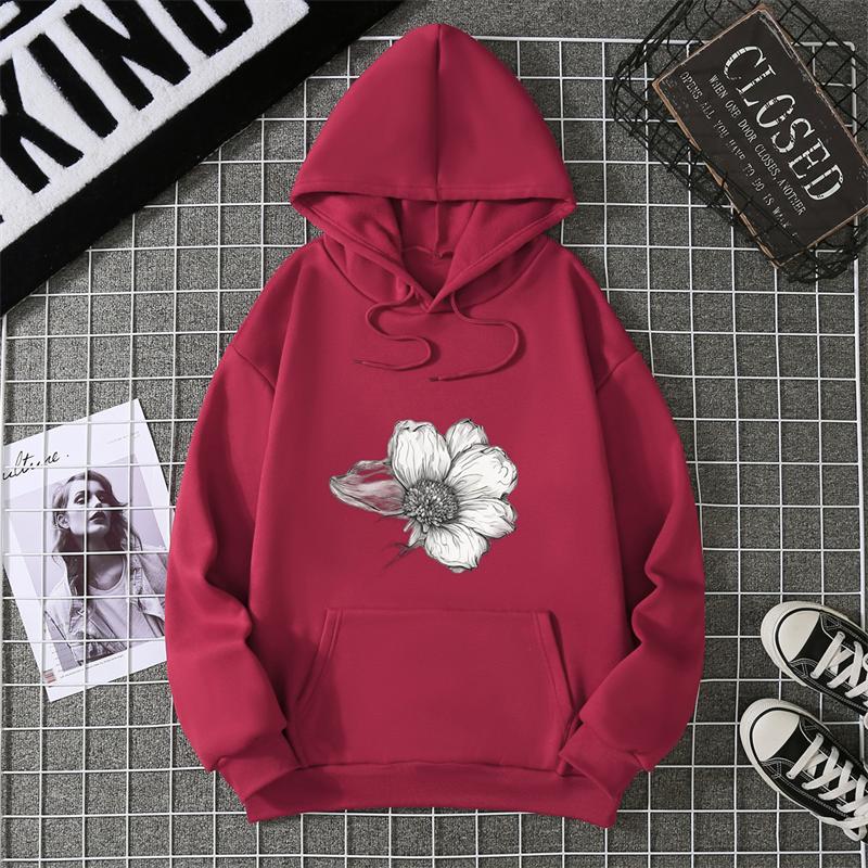 Simple Beautiful Sunflower Printed Women Hoodies Harajuku Fleece Hoody Fashion Loose Sportswear Pocket Autumn Woman Clothes