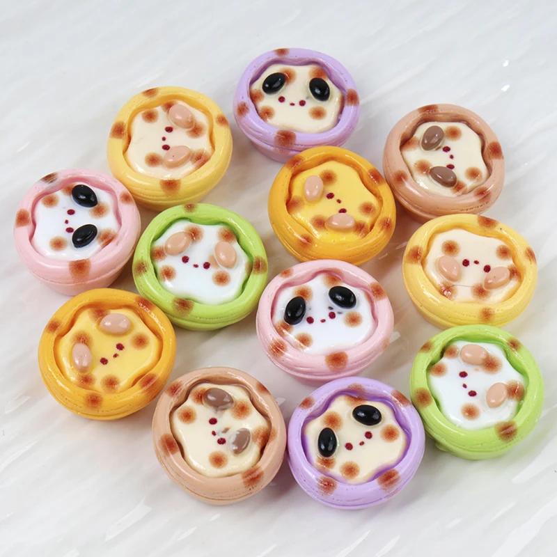 10/100 шт. Смоляной Яичный Тарт DIY 3D Искусственная Еда Миниатюры Фигурка Поделка Плоская Задняя Сторона Кукольный Домик Украшение Скрапбукинг Брелок Аксессуары 10pcs