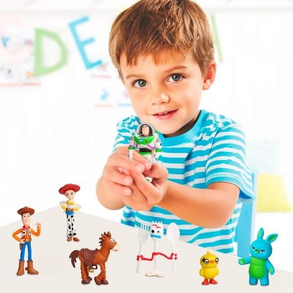 AjieQaQ Toy Story 4 Figurine Set, 7 PCS, Woody, Bo Peep, Buzz Lightyear, Forky, Duck & Rabbit, 4-7 Cm, Multicolor