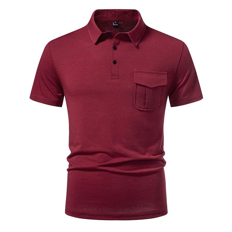

Men s Army Green Utility Pocket Polo Shirt - 3-Button Placket Short Sleeve Casual Tactical Style & Daily Tops in Solid Color Options XXL винний