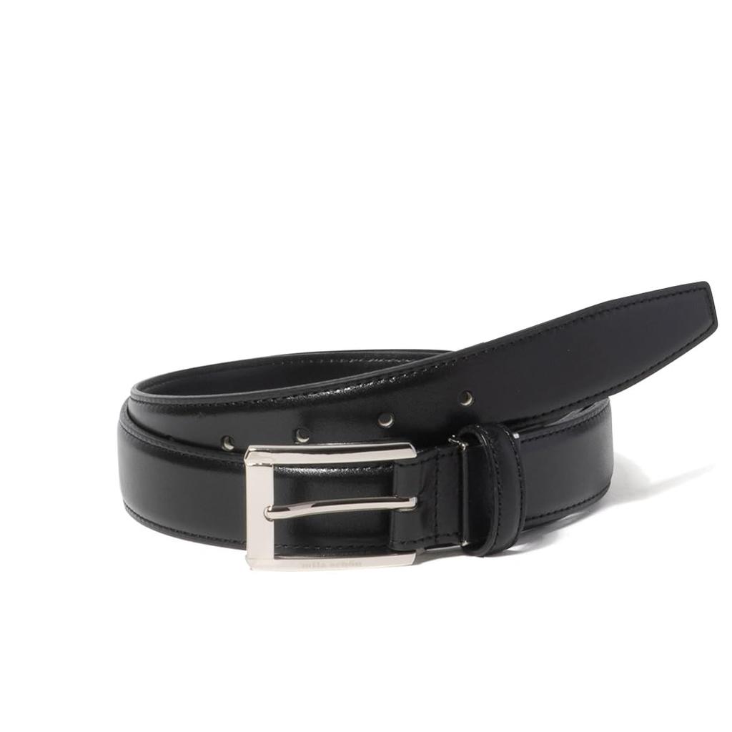 Mila Schon 30mm Wide Smooth Leather Pin Belt MSMB460L Black Free Size Men's (Long Size)