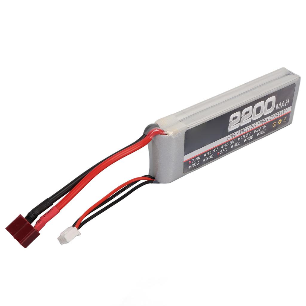 7.4V 2S 2200mAh 35C   Battery RC Airplane High Rate Lithium Battery with XH Balance Head for Replacement