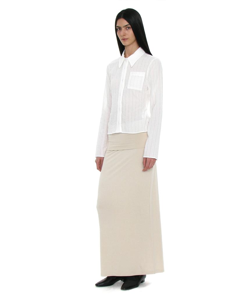 Partimento Woman Pwc Folding Waist Jersey Maxi Skirt_Ivory