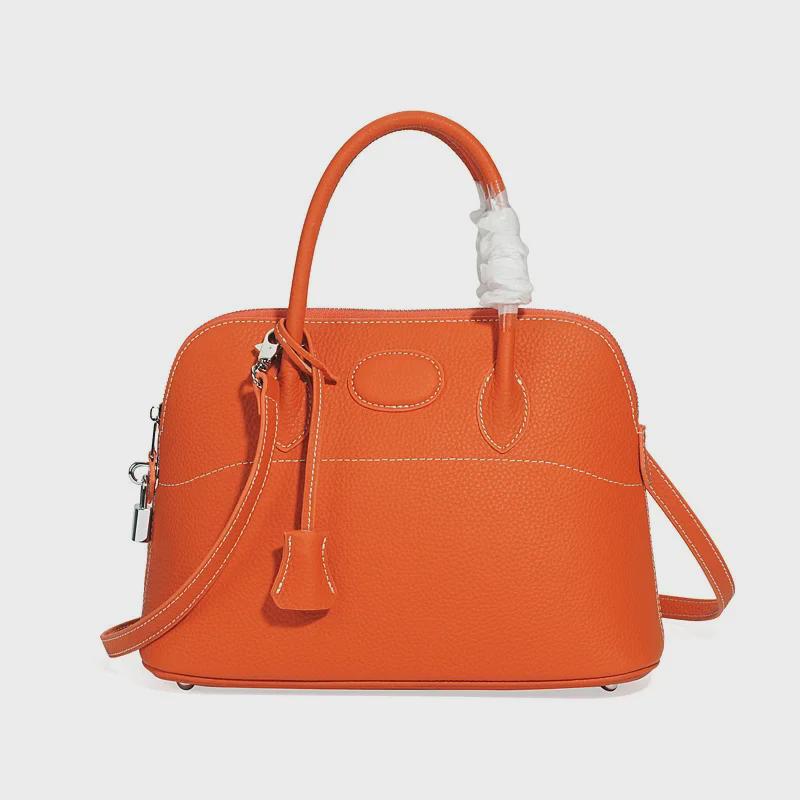 Νέα Γυναικεία Τσάντα Χειρός από Γνήσιο Δέρμα με Μοτίβο Λίτσι - Ευρωπαϊκό & Αμερικανικό Μοντέρνο Σχέδιο Κοχύλι